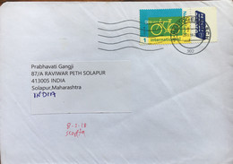 NEDERLAND 2018, BICYCLE STAMPS WITH PRIORITY TAB!!! HERTOGE CITY CANCELLATION ,COVER USED  TO INDIA - Covers & Documents