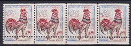 1962 - COQ DECARIS - VARIETE "PIQUAGE à CHEVAL" BANDE De 4 - YVERT N°1331 ** MNH - COTE = 200+ EUR. - Neufs