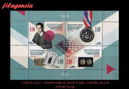 AMERICA. CUBA MINT. 2021 HOMENAJE A JOSÉ RAÚL CAPABLANCA. CAMPEÓN MUNDIAL DE AJEDREZ. HOJA BLOQUE - Unused Stamps