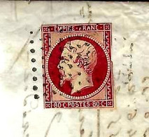 17A De 1854 - Napoléon III - 80c Non Dentelé Carmin - Posté Le 10-3-1858 - Tampon De COGNAC – Pour Roy Bry Banque à Roch - 1849-1876: Période Classique