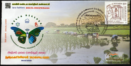 India 2022 Special Cover - DeltaDigiPEX, Trichy, Kallanai Stone Dam, Farmer, Cow, Inde, Indien - Lettres & Documents