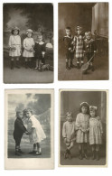 Lot 4 X Old Photo MONTAGE Jolie Ancienne Carte Photo Children Enfants Foto Studio Cabinet Chien Dog Hond - Personas Anónimos