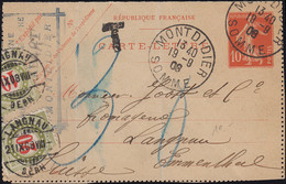 Frankreich Kartenbrierf K 33 Säerin 10 C Rot MONTDIDIER 19.9.1908 In Die Schweiz - Unclassified