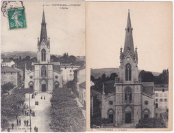 69. PONTCHARRA-SUR-TURDINE. L'Eglise. 2 Cartes N° 101 & 25 - Pontcharra-sur-Turdine