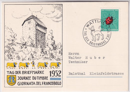 Schweiz - 1952 Tag Der Briefmarke / Journée Nationale Du Timbre - WATTWIL - Giornata Del Francobollo