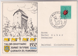 Schweiz - 1952 Tag Der Briefmarke / Journée Nationale Du Timbre - WATTWIL - Journée Du Timbre