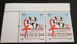 Egypt 2021 - ( 27th Men's Handball World Championship ) - MNH , Pair W Corner Margin - Neufs