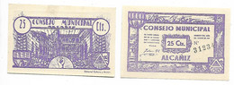 ESPAGNE / VINGT CINQ PESETAS 1937 - CONSEJO MUNICIPAL D'ALCANIZ / BILLET NEUF - 1-2 Pesetas