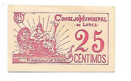 ESPAGNE / VINGT CINQ  CENTIMES 1937 - CONSEJO MUNICIPAL DE LORCA / BILLET NEUF - 1-2 Peseten