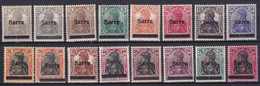 SAAR - 1920 - 1° TIRAGE - YVERT N° 1/16 * MH  - COTE = 395 EUR. - Unused Stamps