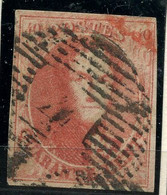 BELGIQUE - COB 12B  - 40C ROUGE SOMBRE MEDAILLON MARGE OBLITERE - 1858-1862 Medallones (9/12)