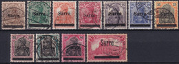 SAAR - 1920 - 1° TIRAGE - YVERT N° 3/9+13+15/17 OBLITERES (LE 16 EST DEFECTUEUX) - COTE = 506 EUR. - Usados