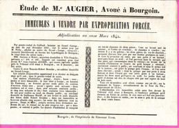 Affiche De Vente Par Expropriation Forcée Commune Du Grand Lemps (Isère) Immeubles Et Terrains 1842 - Manifesti