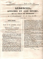 Journal D'annonces Et D'avis Divers De La Ville De Bourgoin (Isère)  Mars 1842 Ventes Judiciaires, Séparation, Purgation - 1800 - 1849