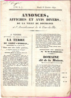 Journal D'annonces Et D'avis Divers De La Ville De Bourgoin (Isère) Fév. 1842 Ventes Judiciaires, Séparation, Purgation - 1800 - 1849
