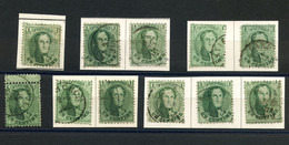 BELGIQUE - COB 13A  - 1C VERT MEDAILLON 12,5 X 13,5 - 11 TIMBRES DIVERS OBLITERES - 1 DEFECTUEUX BORD DE FEUILLE - 1863-1864 Medaillons (13/16)