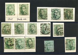 BELGIQUE - COB 13B  - 1C VERT MEDAILLON 14,5 - 13 TIMBRES DIVERS OBLITERES + 2 DEFECTUEUX - 1863-1864 Medallones (13/16)