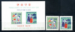 1965 COREA DEL SUD SET MNH ** 398/399 + BF 102 Natale E Nuovo Anno Christmas - Korea, South