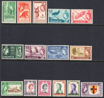 Sarawak 1955-59 Mint Mounted, Sc# 197-211, SG 188-202 - Sarawak (...-1963)