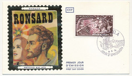 MONACO => Env FDC Soie - Pierre De Ronsard - 8/5/1974 - Monaco A - FDC