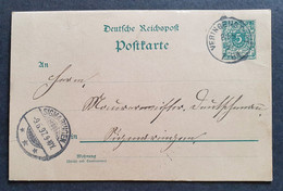 Deutsches Reich 1897, Postkarte 5 Pf. VERINGENSTADT Gelaufen SIGMARINGEN - Postwaardestukken