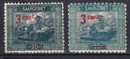 SAAR / SARRE - 1921 - YT N° 69 DENTELE 12 + 69a DENTELE 10.5 !  * MH - Nuevos