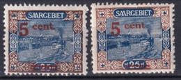 SAAR / SARRE - 1921 - YT N° 70 + 70a (VARIETE SANS POINT APRES CENT) !  * MH - COTE = 30 EUR - Unused Stamps