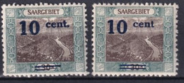 SAAR / SARRE - 1921 - YT N° 71 + 71b (VARIETE SANS POINT APRES CENT) !  * MH - COTE = 15 EUR - Neufs