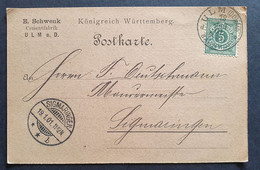 Württemberg 1901, Private Postkarte 5 Pf ULM(DONAU) BAHNHOF Gelaufen SIGMARINGEN - Wurttemberg