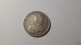 AM1 STATO PONTIFICIO PIO IX 1 LIRA 3'' TIPO BUSTO GRANDE 1867 XXI ROMA ARGENTO 835% IN SPL - Other & Unclassified