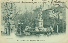Marseille CPA 13 Bouches Du Rhône Monument Fontaine Place Estrangin Statue Carte Précurseur 1901 - Monumenti