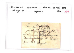 89 - YONNE - AUXERRE - Lettre Du 28/5/1843  Cad Type 14 -( Voir Scan  ) TB - 1801-1848: Precursores XIX