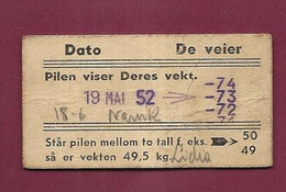 290422B - TICKET TRANSPORT METRO CHEMIN DE FER TRAIN TRAMWAY - NORVEGE NARVIK 19 MAI 52 - Europe