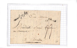 89 - YONNE - AUXERRE (83)- Marque Postale 83  AUXERRE 3.5x8x28 Et Cursive Noire Dept De L'yonne - 1797 - ( Voir Scan  ) - 1801-1848: Vorläufer XIX