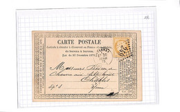 89 - YONNE - AUXERRE (83)- Carte Precurseur Du 30/04/1873 - GC249- ( Voir Scan  ) Superbe - 1849-1876: Klassik