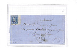 89 - YONNE - AUXERRE (83)- Lettre Du 19 Juin 1868 Avec N°29 Cachet Gare D'auxerre - ( Voir Scan  ) - 1849-1876: Classic Period