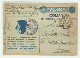 CARTOLINA  FORZE ARMATE - COMANDO 319a BATTERIA ANTIAEREA DA 20 Mm. - PM  78 - Entiers Postaux