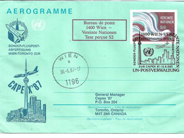 3208b: UNO Wien Aerogramm Wien- Toronto 1987 - Lettres & Documents