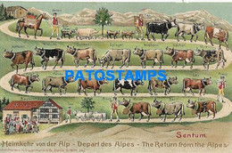 185262 SWITZERLAND SENTUM  ART EMBOSSED COSTUMES THE RETURN FROM THE ALPES POSTAL POSTCARD - Zonder Classificatie
