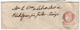 2 C CERES N° 51 Obl MARSEILLE Juin1874 Sur Bande Complete Pour Juillac Correze ( Cote 125 Euros ) - 1849-1876: Classic Period