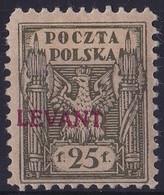 POLEN Levant 1919 25 F Olive With Overprint LEVANT Michel 6 MH - Levant (Turquía)