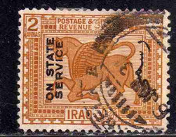 IRAQ IRAK 1924 1925 OFFICIAL STAMPS ON STATE SERVICE OVERPRINTED ASSYRIAN WINGED BULL TORO ALATO ASSIRO 2a  USED USATO - Irak