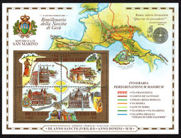 2000 San Marino, Giubileo Del 2000 Foglietto, Serie Completa Nuova (**) Al Facciale - Blocchi & Foglietti