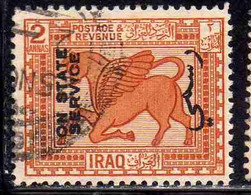 IRAQ IRAK 1924 1925 OFFICIAL STAMPS ON STATE SERVICE OVERPRINTED ASSYRIAN WINGED BULL TORO ALATO ASSIRO 2a  USED USATO - Irak