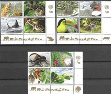 UN, 2022, MNH, ENDANGERED SPECIES, BIRDS, CONDORS, JAGUARS, LIZARDS, FROGS, INSECTS, BEETLES, CORALS, RAYS, FLORA, 12v - Sonstige