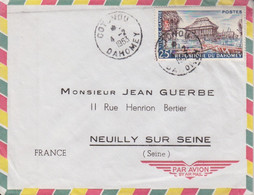 Lettre Par Avion Obl Cotonou Dahomey Le 4/2/63 Sur N° 155 (Village Ganvié) Pour Neuilly Sur Seine - Lettres & Documents