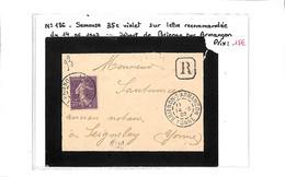 89 - YONNE -  BRIENON SUR ARMANCON - -N°136 Sur Lettre De Deuil  Recommandée - ( Voir Scan) - 1877-1920: Periodo Semi Moderno