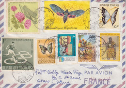 Lettre Par Avion Obl Sokodé Togo Le 26/11/92 Sur N° 425, 490, 683 (papillon) ... Pour Colmar - Storia Postale