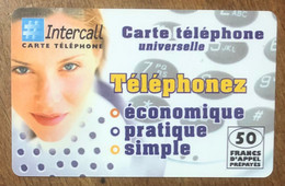 INTERCALL CARTE À PISTE MAGNÉTIQUE 50 FRANCS CARTE PRÉPAYÉE PUBLIQUE PHONECARD PAS UNE TELECARTE CARD TARJETA - Prepaid Cards: Other