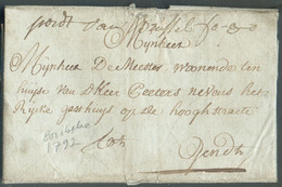 LAC De BORSBEKE (BORSBEEK) Le 5 Novembre 1792 + (manuscrit) Port Van Brussel Fco 3-0 Vers Gand.   TB   - 19309 - 1714-1794 (Paesi Bassi Austriaci)